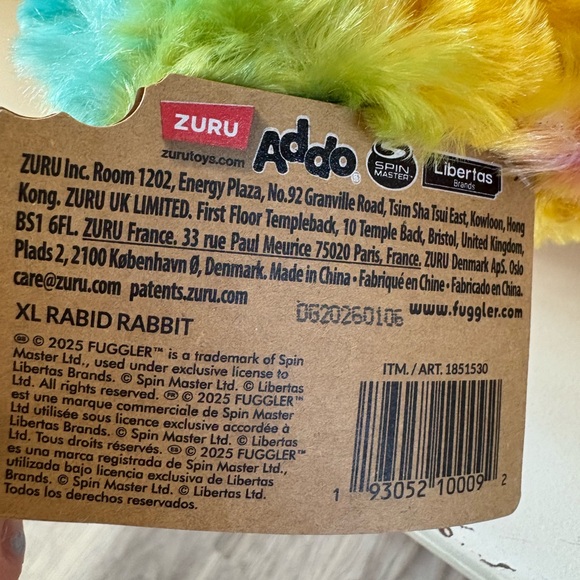 BIGG FUGGLER Fugg Rabid Rabbit NEW 18" Rainbow Plush Spin Master Tie-dye XL Big - Picture 5 of 8